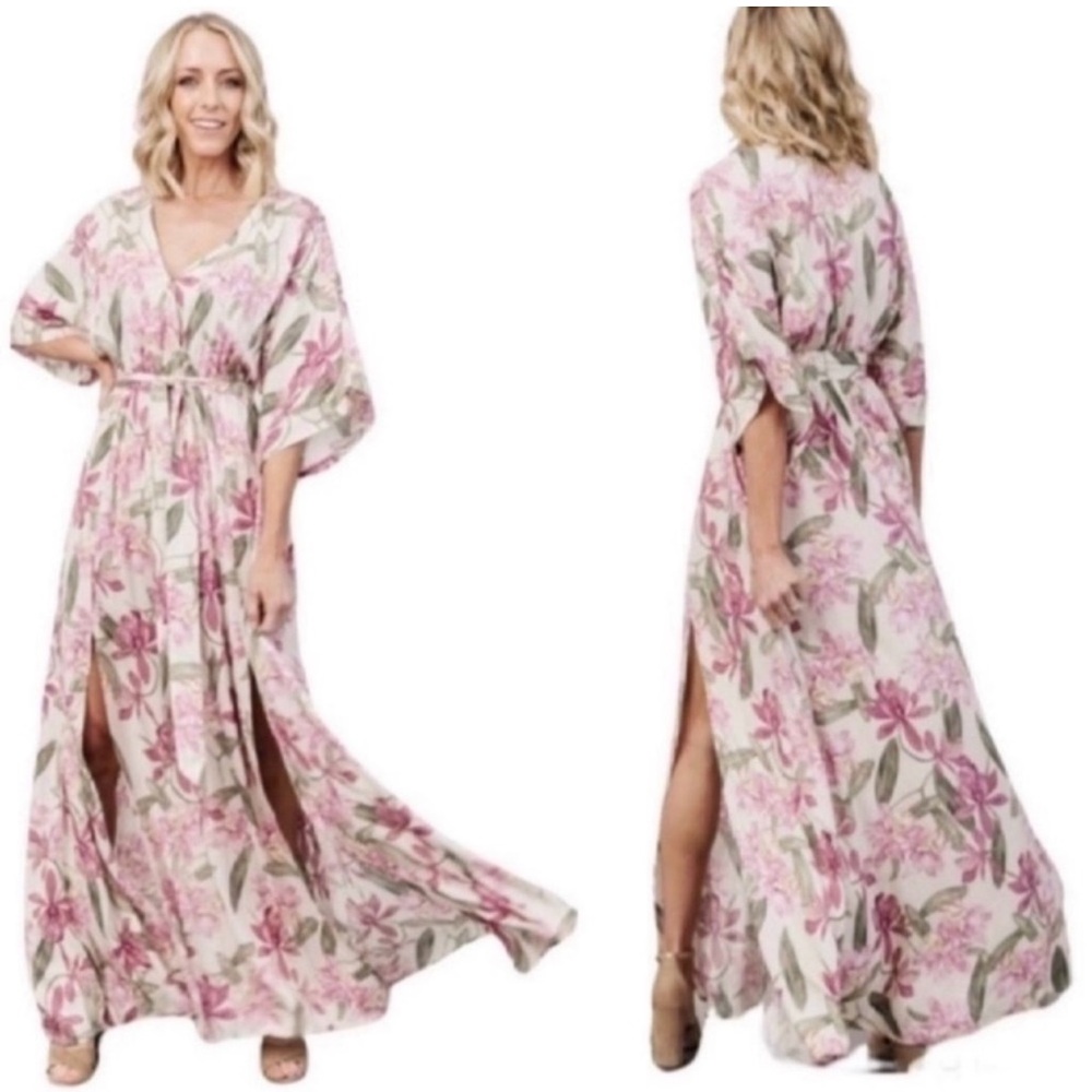 Baltic Born Floral Maxi Dress - Pink and Green